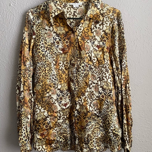 Women’s Silk Blouse | Silk Button Up | Women Silk Shirt | Women Silk Button-Up - Picture 4 of 14